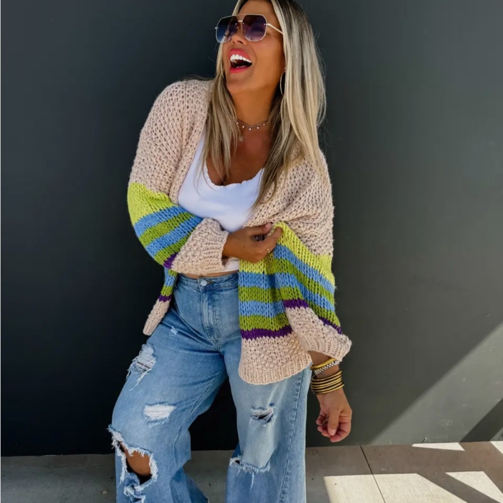 Vibrant Striped Women's Cardigan